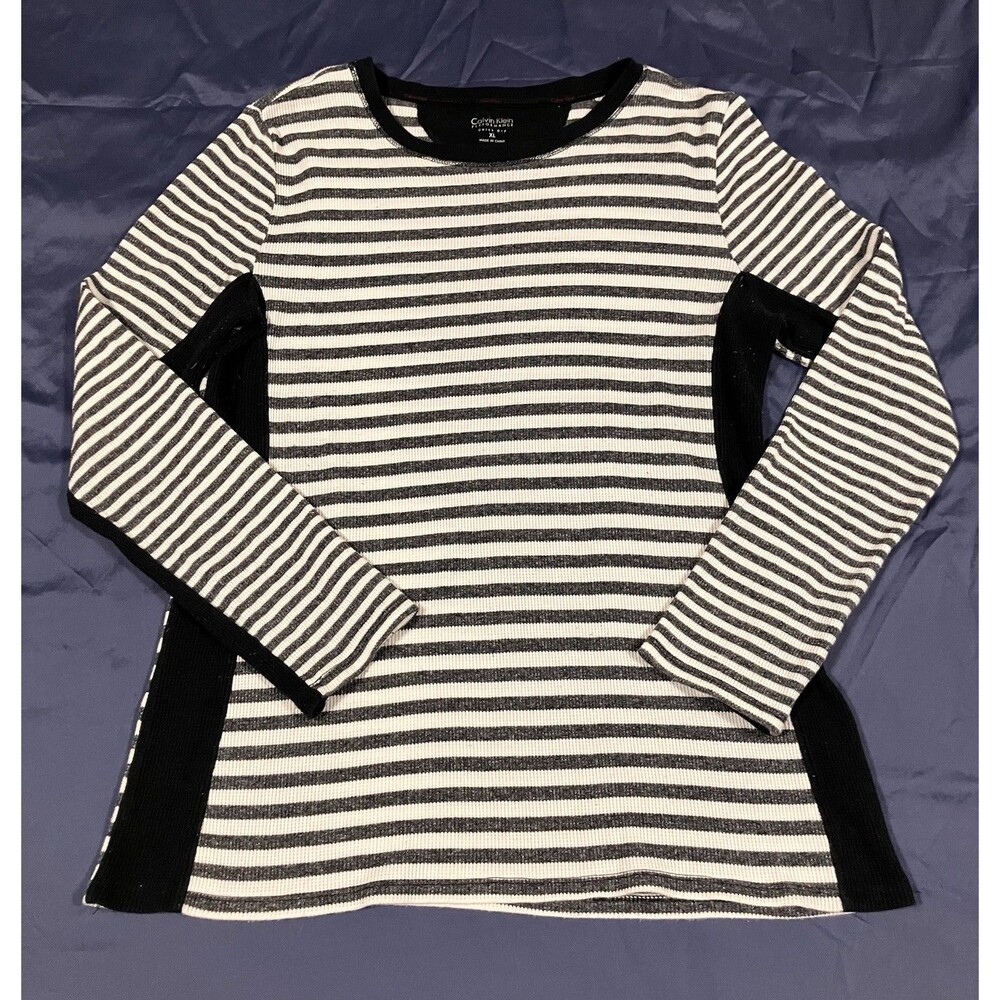 Calvin Klein Performance Women's XL Long Sleeve Shirt Athletic Top Striped